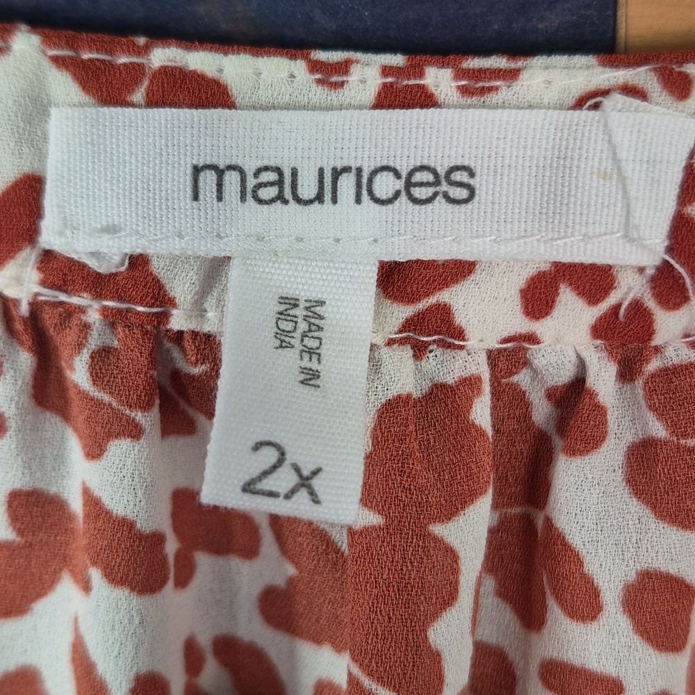 Maurices Rust Colored Animal Print Flutter Sleeve Women’s Plus Size 2X - Picture 4 of 5